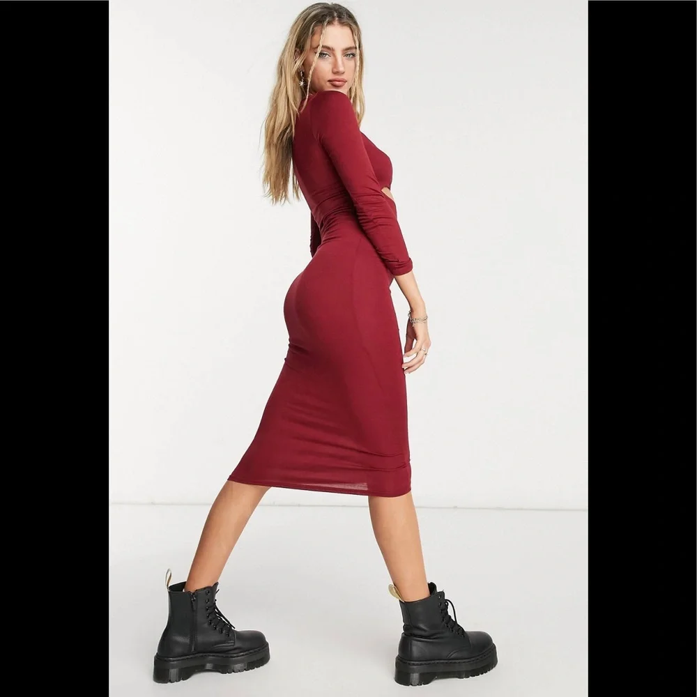 ASOS Design bolero cutout bra long sleeve midi dress - Picture 3 of 6